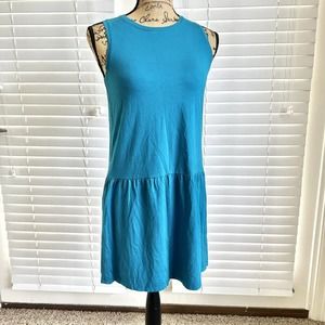 Eileen Fisher Midi Tank Dress Womens Petite Small/Medium Baby Blue Drop Waist